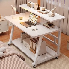 이동식 컴퓨터 책상 원룸 책상 학생용 테이블 데스크탑 노트북 사무용 책상, 화이트