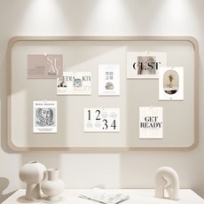 리브썸 무타공 부착식 게시판 알림판 펠트보드 어린이집 회사 학교, 카멜베이지, 나무