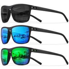 STORYCOAST 남성용 여성용 편광 선글라스 클래식 스퀘어 스포츠 낚시 러닝 골프 선글라스 자외선 차단 3팩-블랙+블루+그린
