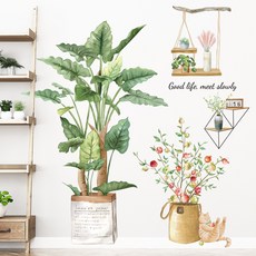 Good life meet slowly 盆栽植物牆貼, ins 歐風壁貼系列 c010