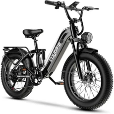 성인용 전기 자전거 1400W 최대 출력 48V 20AH(960WH) 탈착식 배터리 20x4인치 광폭 타이어 풀 서스펜션 80, Black, 01 Black