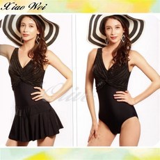 小薇的店 名人專櫃品牌 扭結抓皺美胸設計 時尚流行兩件式三角連身泳裝 (M), M