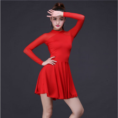 트렌드 패피 여성 라틴 댄스 스포츠댄스 슬림핏 벨리복 원피스, 2XL, 레드
