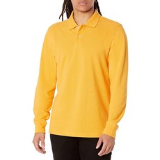 Amazon Essentials 남성용 슬림핏 긴소매 피케 폴로티 블루 XL