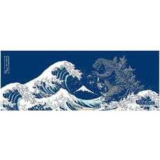 哥吉拉 大手巾 (日本製) 純棉 手帕 頭巾 桌巾, 1個, 藍色