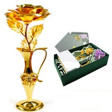 지나로즈 크리스마스 졸업식 꽃 선물 금장미 만개 꽃병세트 꽃배달, 금장미만개 꽃병세트, 1개