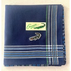 小老闆萬國商舖 日本進口鱷魚透氣輕薄吸汗紳士手帕-藍底綠條 純棉柔軟舒適