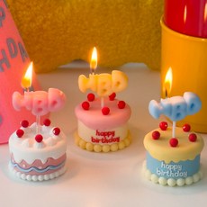 하피블리 통통HBD초 3P 생일초 케이크 파티 초, 1개, 통통HBD초3P_블루
