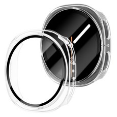 밴드톡 갤럭시워치8 호환 40mm/44mm 케이스 강화유리 베젤링 액정 보호 커버, 투명, 1개