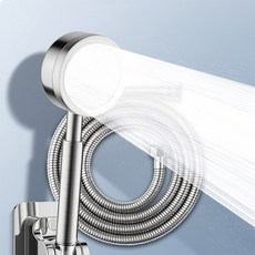팝플랍 고압 욕실 샤워기 헤드 호스 2m 세트, 메탈실버(은색), 1개