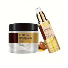 프로페셔널 케라틴 헤어 트리트먼트 세트 헤어 마스크 99.2g(3.5온스) 및 에센스 오일 45.4g(1.6온스) 모든 모발 유형을 위한 콜라겐 단백질 케어, 프로페셔널 케라틴 헤어 트리트먼트 세트, 헤어 마스크