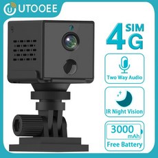 UTOOEE 4G SIM 카드 미니 카메라 내장 3000mAh 배터리 PIR 인간 감지 와이파이 보안 감시 IP OKAM PRO