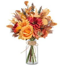장식용 인공 가을 꽃 꽃병에 있는 가을 가짜 꽃 인조 실크 꽃꽂이 방 사무실 웨딩 홈 데코 실내 테이블 센터피스 가을 꽃 장식 (가을 꽃), 장식용 인공 가을 꽃, 꽃병에 있는 가을 가짜 꽃 인조, 1, 1