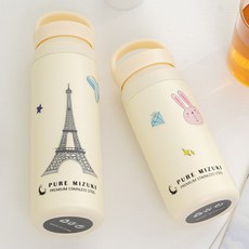 퓨어미즈키 프리미엄 스테인리스 텀블러 + 누구나 꾸미기 스티커 포함, 1개, 350ml, 아이보리 1개, 350ml, 아이보리