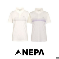 [백화점 매장판] 네파 NEPA 여성 스트라이프 반팔 반집업 셔츠 반집업티셔츠 등산 아웃도어 등산복 등산티셔츠 반소매 티셔츠