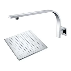 LED 사각 크롬 레인 샤워헤드 세트 황동 벽걸이 암 욕실 8 인치 10, 01 12 inch shower head, 01 Shower head with arm
