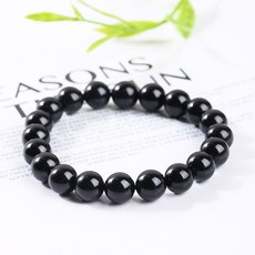 晶石逹運 7A黑碧璽手鏈 簡約炫黑男女情侶款老礦單圈圓珠手串