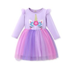 캐릭터 여아 긴팔 공주 샤 드레스