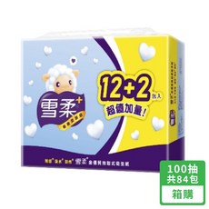 【雪柔】抽取衛生紙 100抽 84包 箱購, 1個