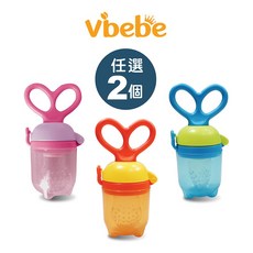 Vibebe 蔬果吮咬趣 食品級矽膠安全材質 寶寶輔食器固齒器 咬咬樂訓練棒, 1個, 2入(藍+橘黃)