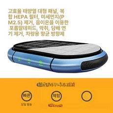 차량용 공기청정기 필터 살균 기능 태양열 환풍기 미니, 사파이어블루, 기본 모델명/품번
