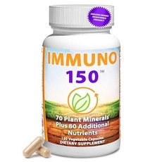 Immuno 150 면역 지원 보충제 70가지 식물 미네랄 13가지 필수 비타민 및 68가지 추가 영양소 - 150개의 식물성 캡슐 모든 연령대를 위한 부스트 321008