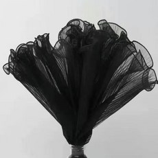 花束包裝布 韓系褶皺珍珠波浪紗 鮮花包裝材料 花店花藝花束材料批發, 黑色試用裝拉直【1m.28cm】