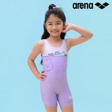 아레나 젤리베어 3부 반신 U백 퍼플 A5FG1GL02 여아동 수영복