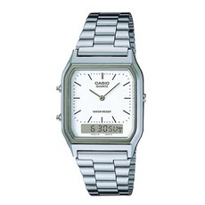 CASIO復古型雙顯錶 日系長方型 雙時區顯示 中性款 台灣卡西歐公司代理貨 AQ-230