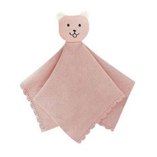 LAWKUL Bunny Lovey 아기 담요 부드럽고 껴안고 싶은 애착 니트 스너글 컴포트 신생아 남아 여아 블루 40.6x40.6cm16x16인치 262595, 핑크 곰