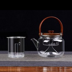 豎紋款蒸煮提樑壺 高硼硅耐高溫玻璃壺, 平光款蒸煮提樑壺, 1個