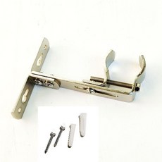 可調式窗簾桿支架 頂裝墻上固定架 適用於門簾、布簾、羅馬桿軌道, 1個, 配自攻螺絲和塑料膨脹管 水泥墻磚墻用 ,不銹鋼色  單個, 不銹鋼色, 配自攻螺絲和塑料膨脹管 水泥墻磚墻用