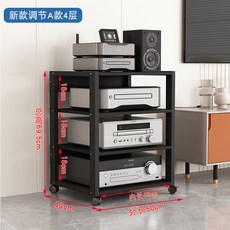 오디오 장식장 이동식 턴테이블 거치대 거실수납장 2단 블랙 A타입 스탠드 거실 철제, 신형 조절 4A 올블랙