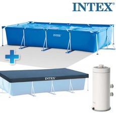 INTEX 패밀리 프레임풀 특대 + 필터펌프 + 덮개 세트, INTEX프레임풀특대+필터펌프28274+덮개