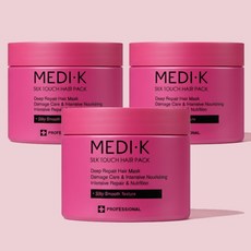 약국입점 메디케이 실크터치 헤어팩 대용량 300ml 극손상 복구 단백질 트리트먼트 탈색 탄머리 손상모 클리닉, 3개