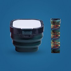 摺疊式水桶顏料盒 保溼盒 水彩透明調色盒 帶蓋分裝格密封便攜收納盒, 水桶+保濕盒【墨綠】配背帶, 1個