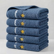 상덕 수건 고급 호텔수건 먼지없는 무형광 부드러운 타올, 푸른 색, 5개