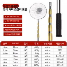 바다용뜰채 민물 루어 접이식 뜰채망 수초낫 해루질, 두꺼워진 보강 옐로우 슬리브 대형 망사 그물