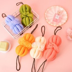 데일리공감 버블버블 플라워 펌프킨 샤워볼 길쭉해지는 딥클랜징 슬링 버블 샤워볼, 1개, 1개입, 아이보리