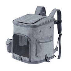 貓包外出便攜小型犬貓出行寵物包 大容量透氣後背式寵物外出包, 1個, 淺灰色