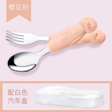 嬰兒勺子湯匙叉勺組 寶寶不鏽鋼餐具 304不銹鋼卡通圖案勺頭 輔食勺 食品級材質 湯勺 寶寶學吃飯餵飯勺, 1個, 叉子、勺子