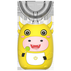 VANLUEE U型兒童聲波電動牙刷 音樂智能口含式 防水, 1個, 兒童款, 黃色（9239）