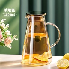 耐熱玻璃大容量冷水壺 - 家用涼水壺/果茶壺/冰水壺, 1.8L琥珀【開水直入 破損包賠】, 1個