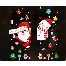 聖誕節靜電窗貼 節日裝飾 櫥窗佈置 環保PVC材質, 聖誕老人和雪人, 1個