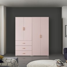 케이컴퍼니 LPM 이음1600장롱세트CD(3서랍옷장+긴문장) 장롱세트, 핑크-3서랍옷장+옷장