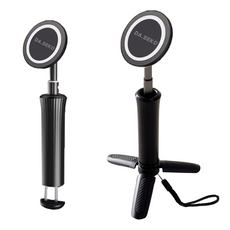 다세코 맥세이프 핸드폰 거치대 360도 회전 셀카봉 스마트폰 미니 삼각대 세트, 1개, 블랙, 오시