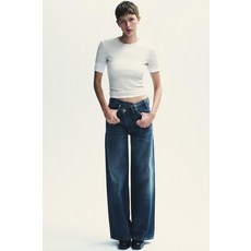 ZARA JEANS TRF WIDE LEG 교차 허리 하이웨이스트 - 네이비 503027431