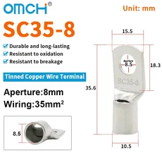 OMCH 5/10/20PCS SC 타입 터미널 와이어 용접 케이블 커넥터 1.5-50mm2 크림프, 02 5PCS, 04 SC 35-8