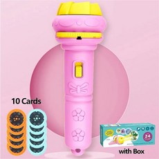 만화 프로젝션 손전등 80 가지 패턴 창의적인 어린이 손전등 장난감 프로젝터 아기 장난감 취침 시간 이야기 책 장난감 10 카드, Pink 10 cards