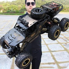 오프로드RC카 입문용 무선조종 무선 자동차 고속 무선조종자동차 드리프트 대형 어린이, 배터리 4팩, 블랙 50CM 6륜/4륜 합금